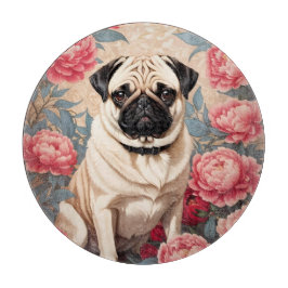 Pug och Peony Flowers William Morris Inspired