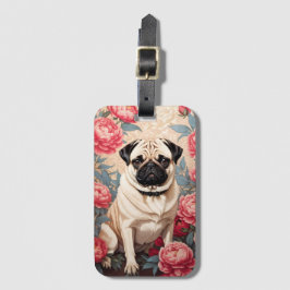 Pug och Peony Flowers William Morris Inspired Bagagebricka