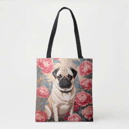 Pug och Peony Flowers William Morris Inspired Tygkasse