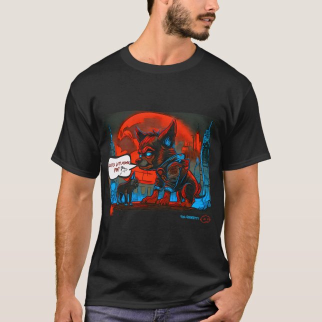 Pug och Varulv Graffiti Art 11 T Shirt (Framsida)