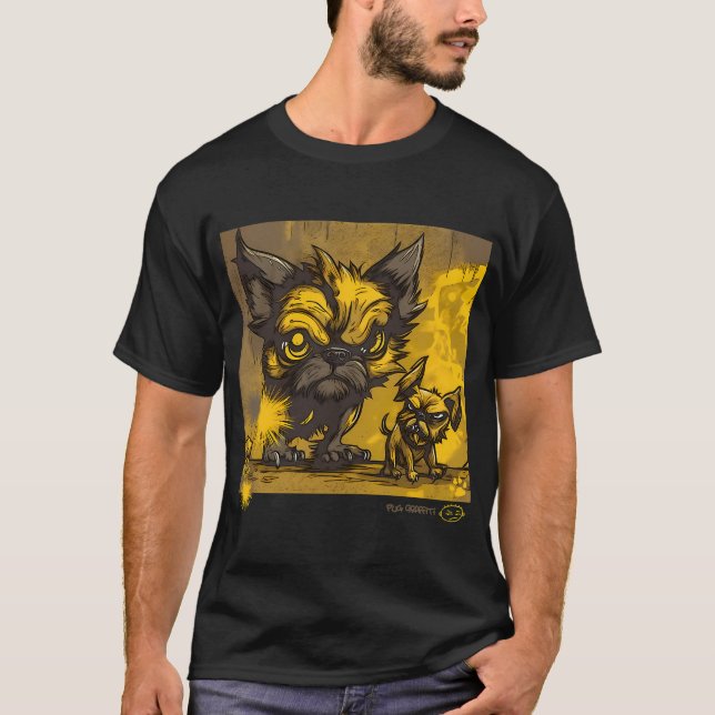 Pug och Varulvs Graffiti Art 2 T Shirt (Framsida)
