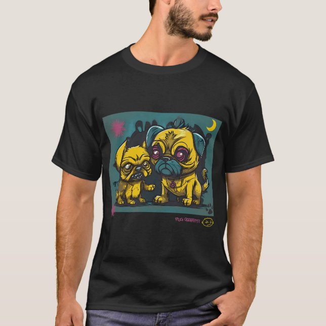 Pug och Varulvs Graffiti Konst 4 T Shirt (Framsida)