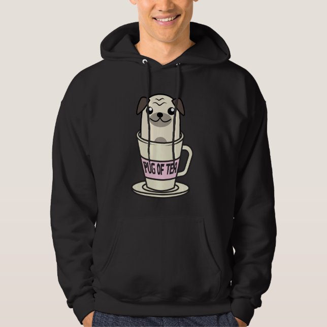 Pug of Tea Coola Herbal Beverage Drinkers Funny An Hoodie (Framsida)