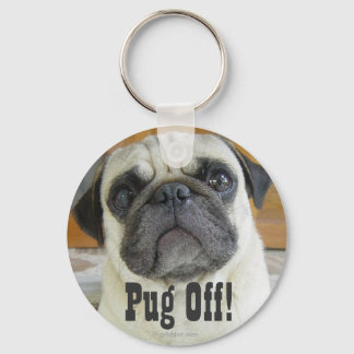 "Pug off"-knappar för funktionell Pug Hund-Nyckelr Nyckelring