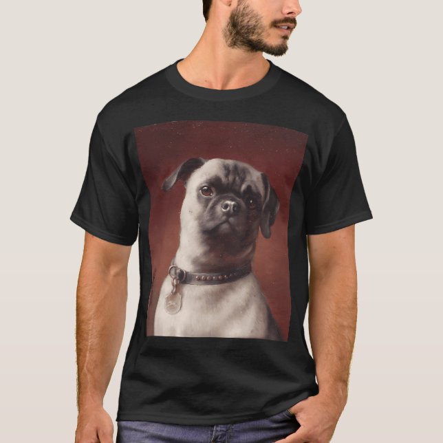 Pug Oljemålning T Shirt (Framsida)