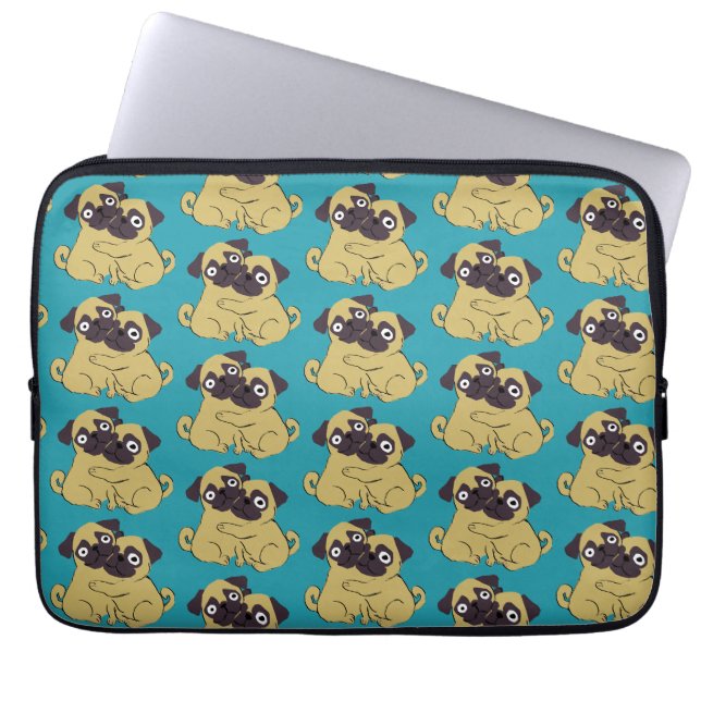 Pug omfamning Blå, Laptop Fodral (Framsidan)
