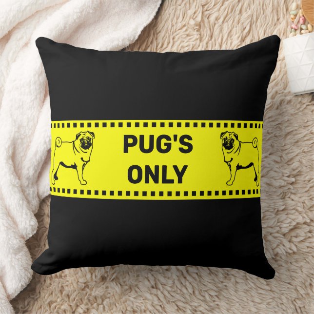 Pug Only | Svart Hund Kudde (Filt)