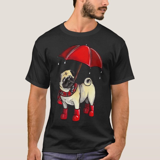 Pug på regnig dag t shirt (Framsida)