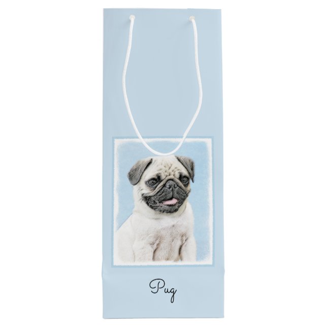 Pug Painting - Cute Original Hund Art (Baksidan)