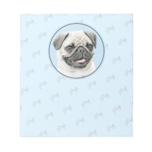 Pug Painting - Cute Original Hund Art Anteckningsblock