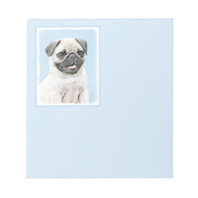 Pug Painting - Cute Original Hund Art Anteckningsblock (Framsida)