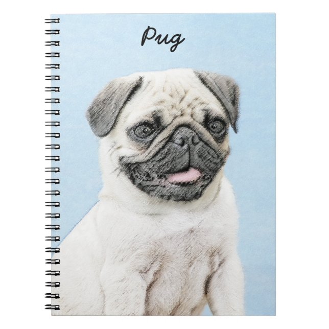 Pug Painting - Cute Original Hund Art Anteckningsbok (Framsidan)