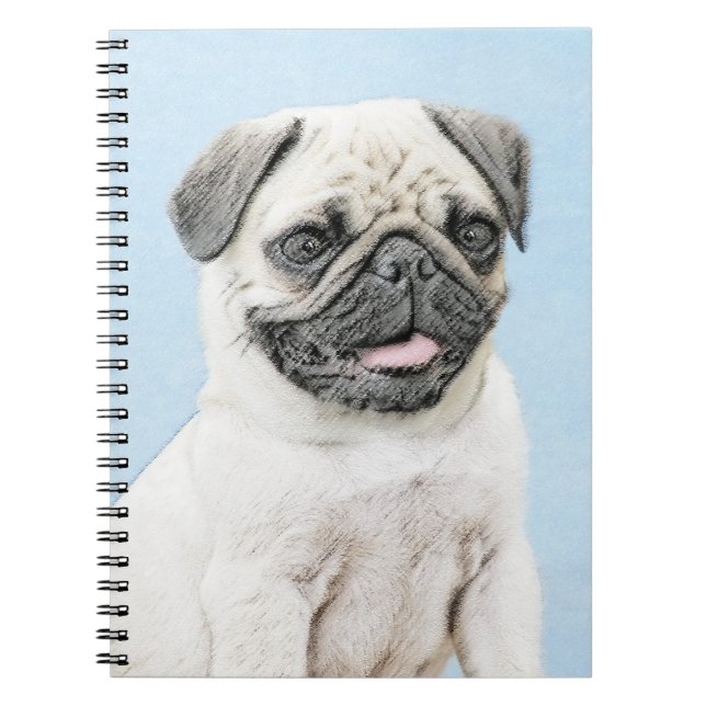 Pug Painting - Cute Original Hund Art Anteckningsbok (Framsidan)