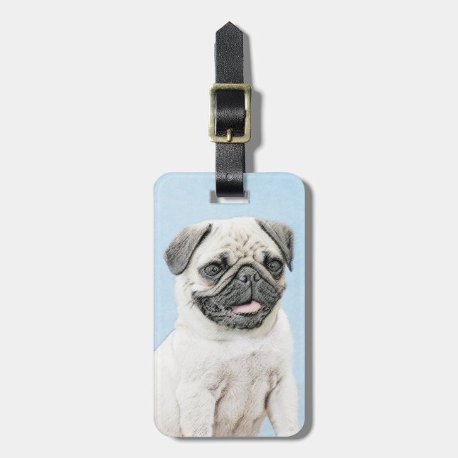 Pug Painting - Cute Original Hund Art Bagagebricka (Vertikal Framsida)
