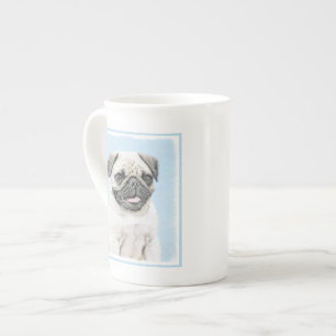 Pug Painting - Cute Original Hund Art Benporslin Mugg
