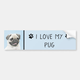 Pug Painting - Cute Original Hund Art Bildekal