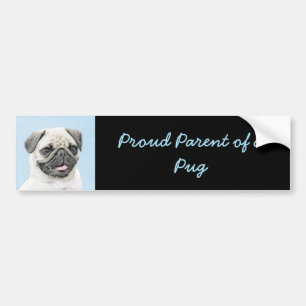 Pug Painting - Cute Original Hund Art Bildekal
