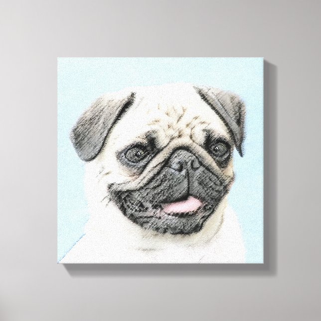 Pug Painting - Cute Original Hund Art Canvastryck (Framsida)