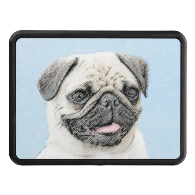 Pug Painting - Cute Original Hund Art Dragkroksskydd (Framsidan)