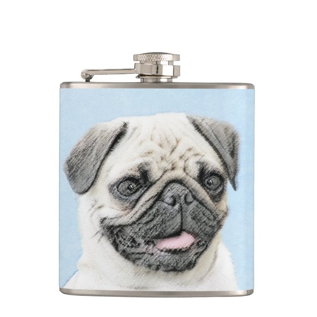 Pug Painting - Cute Original Hund Art Fickplunta (Framsidan)