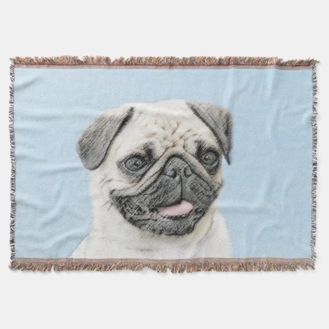Pug Painting - Cute Original Hund Art Filt (Framsidan)