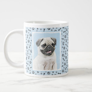 Pug Painting - Cute Original Hund Art Jumbo Mugg