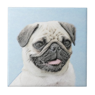 Pug Painting - Cute Original Hund Art Kakelplatta