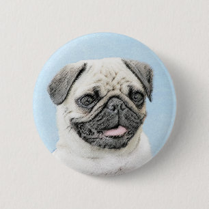 Pug Painting - Cute Original Hund Art Knapp