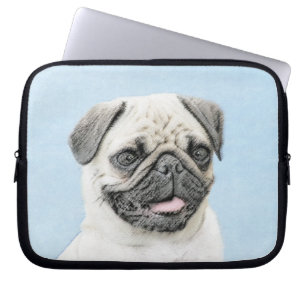Pug Painting - Cute Original Hund Art Laptop Fodral