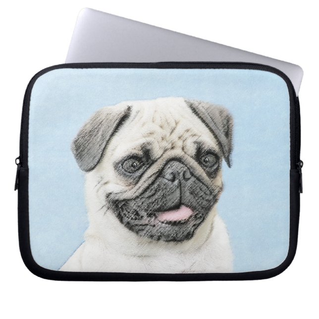 Pug Painting - Cute Original Hund Art Laptop Fodral (Framsidan)
