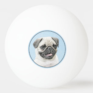 Pug Painting - Cute Original Hund Art Pingisboll