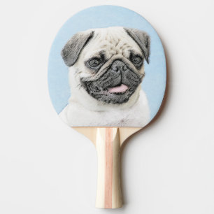 Pug Painting - Cute Original Hund Art Pingisracket