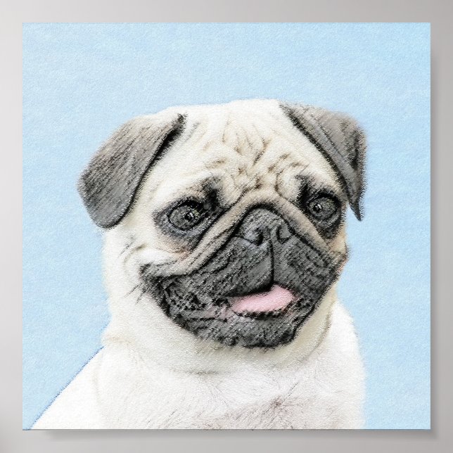 Pug Painting - Cute Original Hund Art Poster (Framsidan)