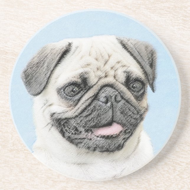 Pug Painting - Cute Original Hund Art Underlägg (Framsidan)