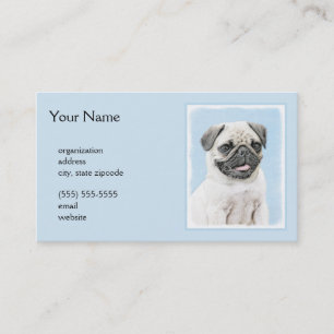 Pug Painting - Cute Original Hund Art Visitkort