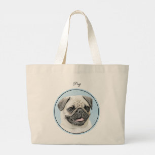Pug Painting Fawn Silver Cute Original Pet Hund Ar Jumbo Tygkasse