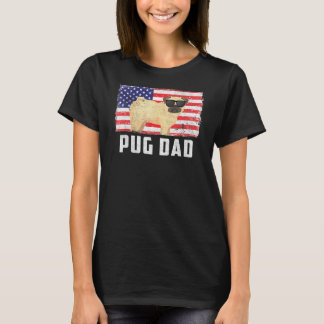 Pug Pappa Amerikanska Flagga 4 juli Independence d T Shirt
