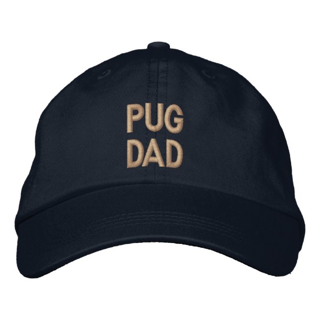 Pug Pappa Embroidery Cap Broderad Keps (Framsida)