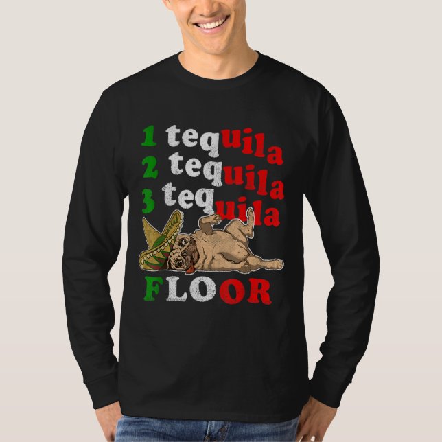 Pug Pappa Funny Fars dag Gift 1 2 3 Tequila Floo T Shirt (Framsida)