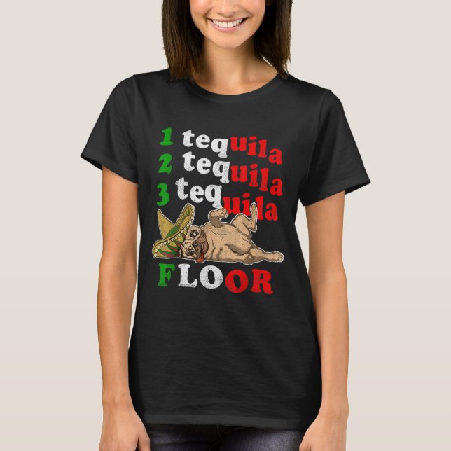 Pug Pappa Funny Fars dag Gift 1 2 3 Tequila Floo T Shirt (Framsida)