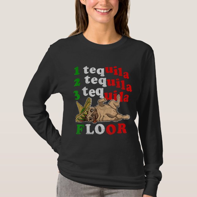 Pug Pappa Funny Fars dag Gift 1 2 3 Tequila Floo T Shirt (Framsida)