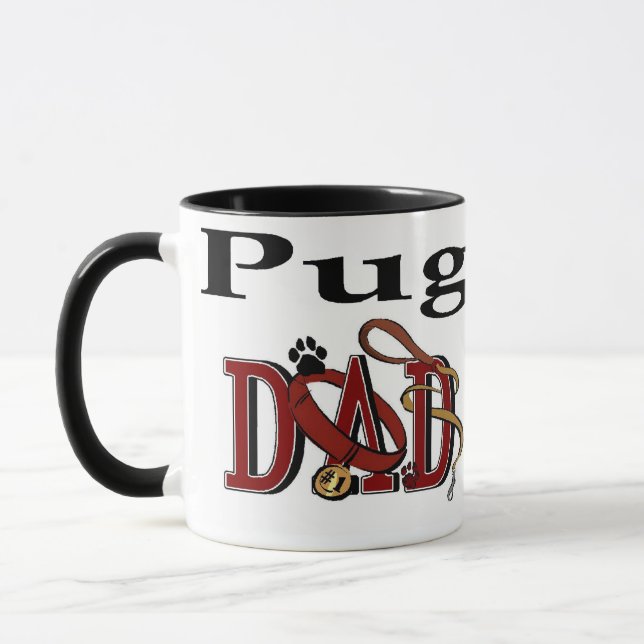 Pug Pappa Gifts Mugg (Vänster)