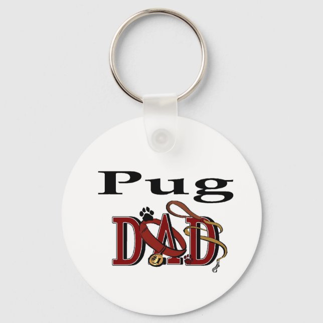 Pug Pappa Gifts Nyckelring (Framsida)