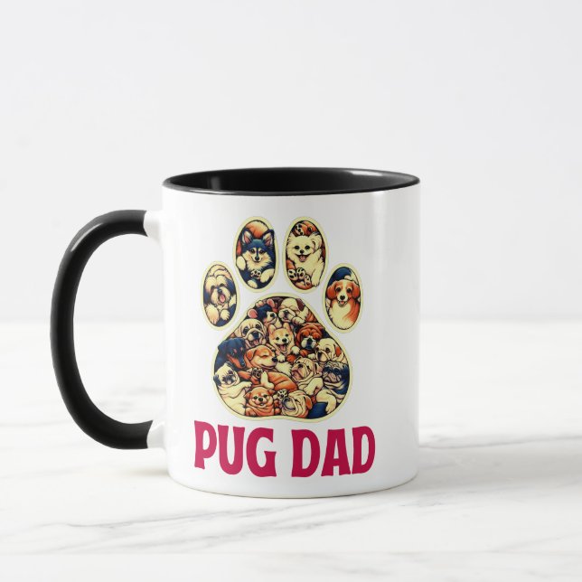 Pug Pappa Hundälskare Far dag Tee Mugg (Vänster)
