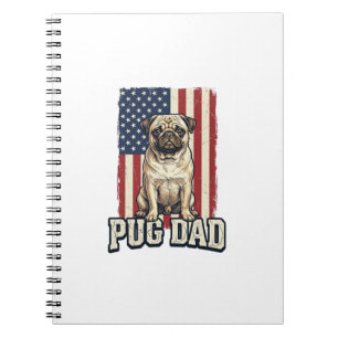 Pug Pappa Patriotisk Vintage Gravyr Hund Tröja Des Anteckningsbok