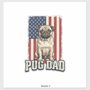 Pug Pappa Patriotisk Vintage Gravyr Hund Tröja Des Klistermärken