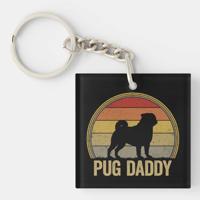 Pug Pappa Rolig Retro Hundpappa Hundägare Present (Framsidan)