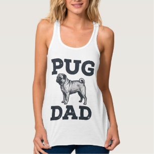 Pug Pappa Vintage Gravyr Shirt Design För Hundälsk Linne Med Racerback