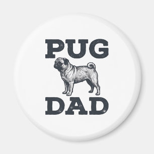Pug Pappa Vintage Gravyr Shirt Design För Hundälsk Magnet