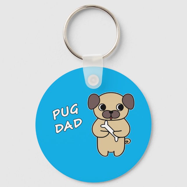 PUG PAPPAN - Himmelsblå Nyckelring (Framsida)